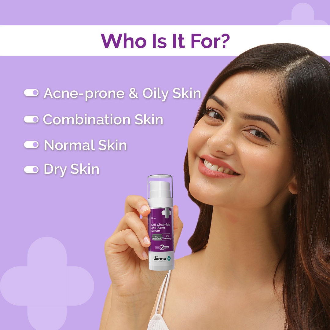The Derma Co Sali-Cinamide Anti-Acne Face Serum with 2% Salicylic Acid & 5% Niacinamide (30ml)