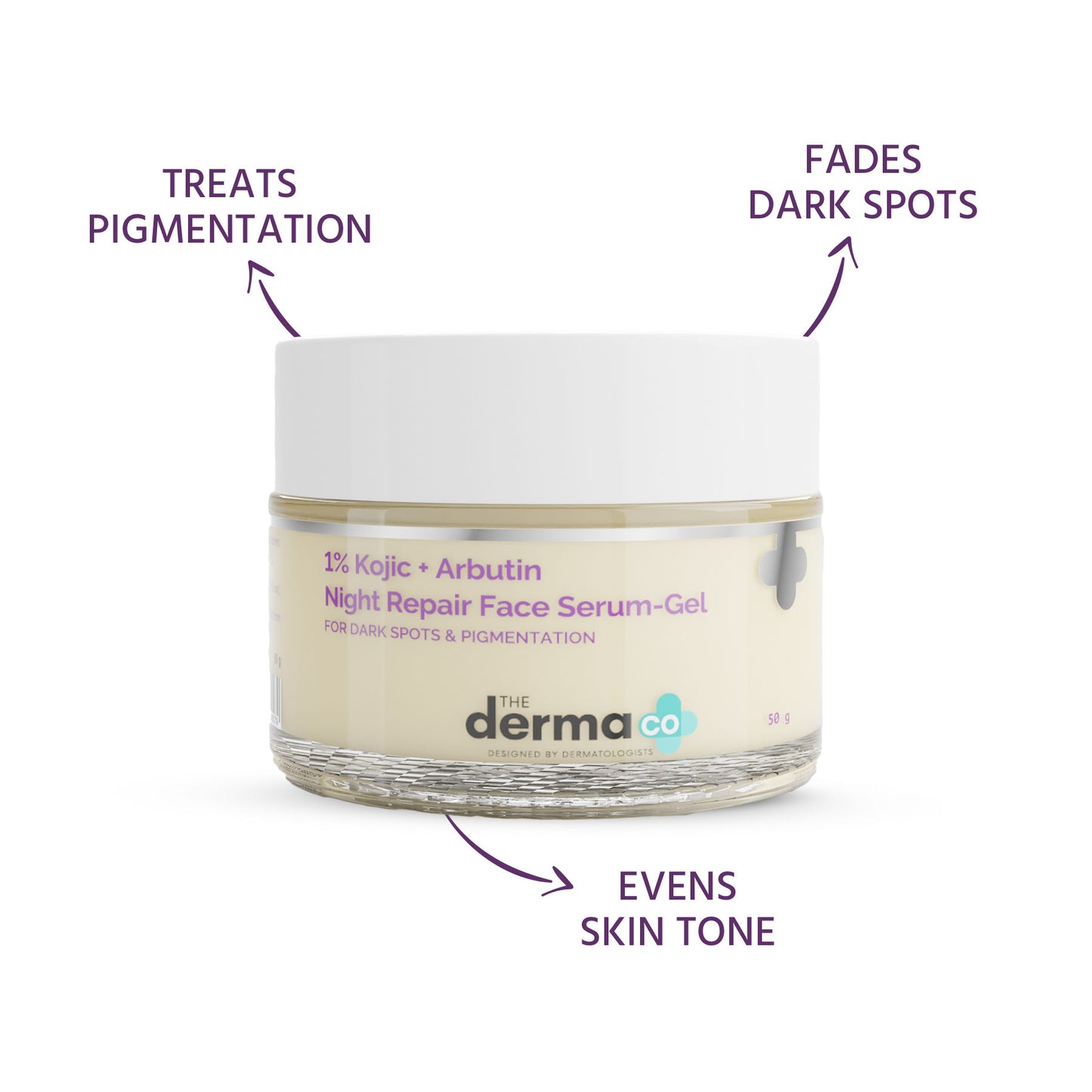 The Derma Co 1% Kojic + Arbutin Night Repair Serum-Gel (50g) - Dark Spot & Pigmentation Corrector