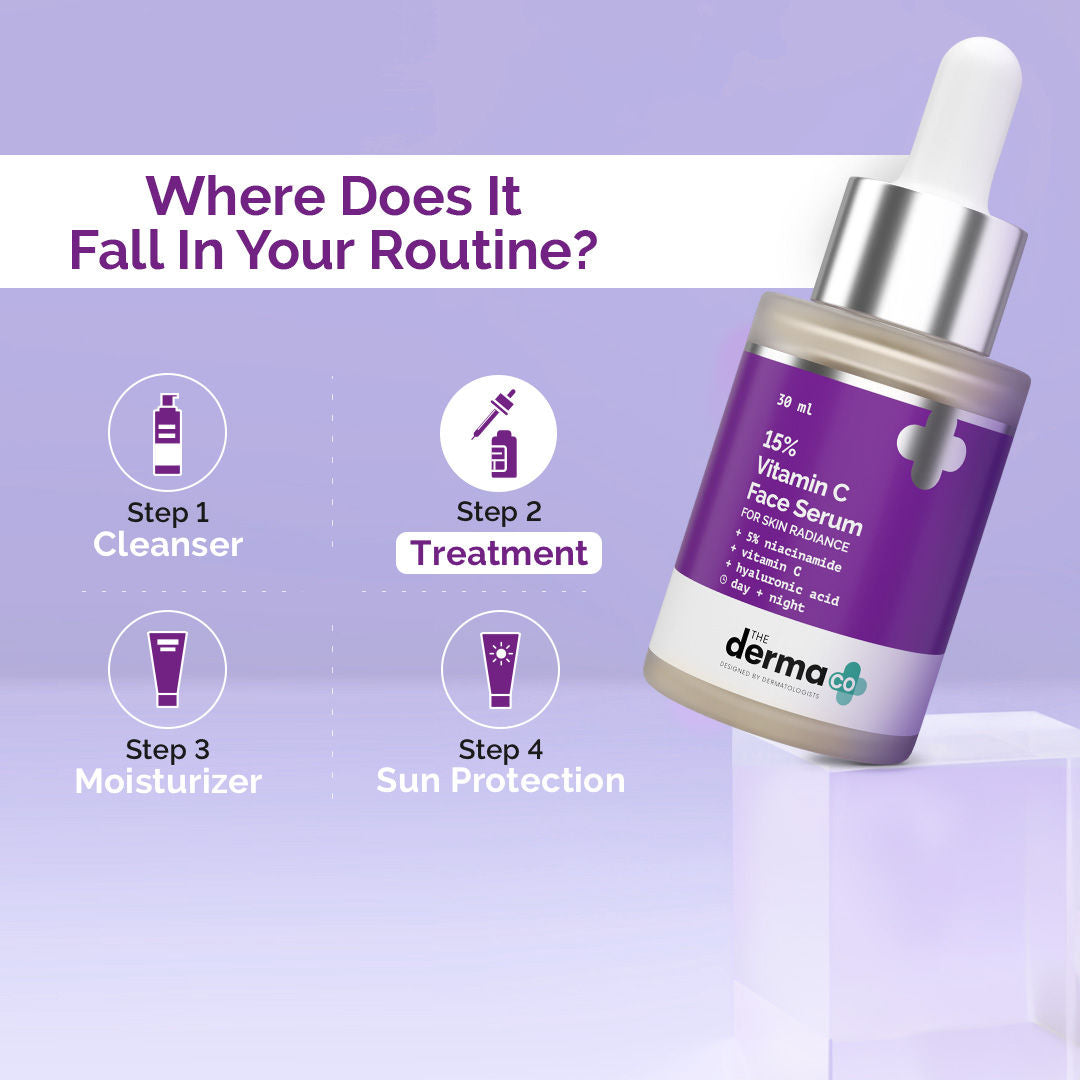 The Derma Co 15% Vitamin C Face Serum (30ml) - Brightening, Anti-Aging & Spot Reduction