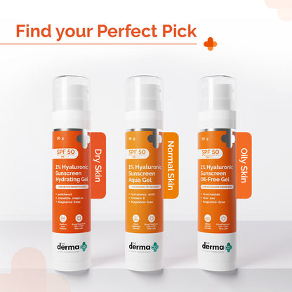 The Derma Co 1% Hyaluronic Sunscreen Hydrating Gel SPF 50 PA++++ - Dry & Sensitive Skin (50g)