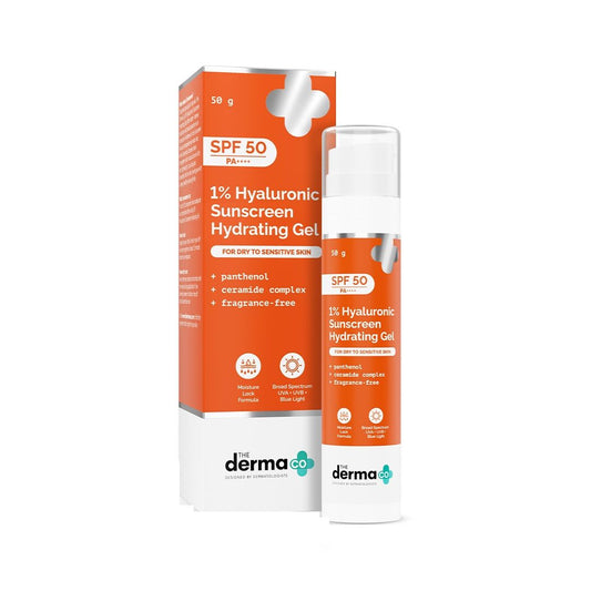The Derma Co 1% Hyaluronic Sunscreen Hydrating Gel SPF 50 PA++++ - Dry & Sensitive Skin (50g)
