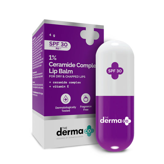 The Derma Co SPF 30 Ceramides Lip Balm (4g) - Vitamin E, Avocado Oil, Dry & Chapped Lips