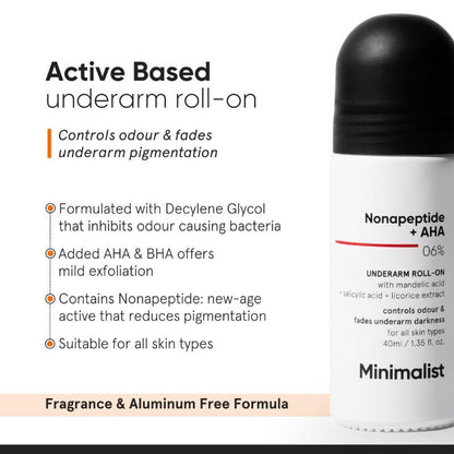 Minimalist Nonapeptide + AHA 06% Underarm Roll-On - Odour & Even Tone (40ml)