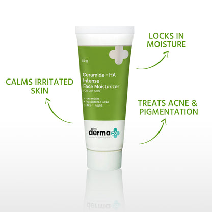The Derma Co Ceramide + HA Intense Daily Face Moisturizer (50g) - Dry Skin & Barrier Repair