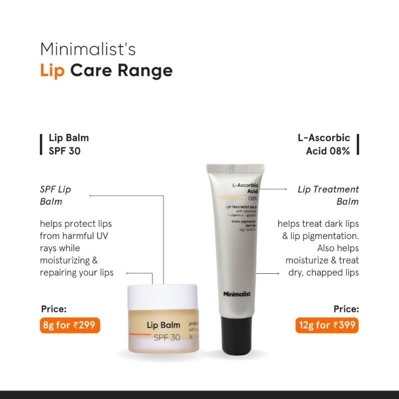 Minimalist 8% L-Ascorbic Acid Lip Treatment Balm - Brightening & Repair (12g)