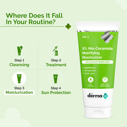 The Derma Co 5% Nia-Ceramide Mattifying Moisturizer (100g) - Oily & Acne-Prone Skin