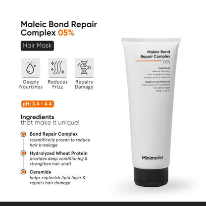 Minimalist Maleic Bond Repair 5% Hair Mask - Damage Repair & Softness (200g)