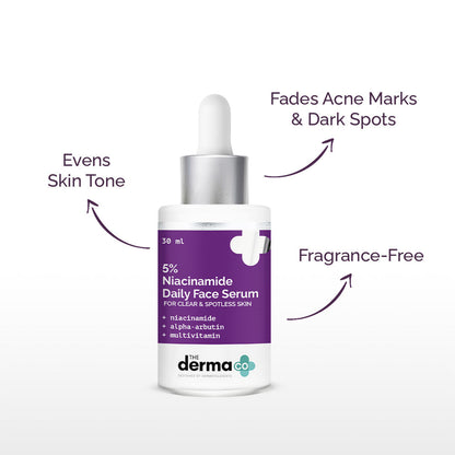 The Derma Co 5% Niacinamide Face Serum with Alpha Arbutin & Multivitamin for Clear & Spotless Skin (30ml)